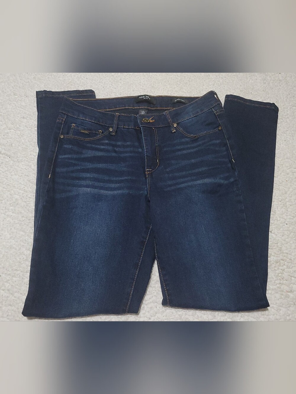 Nine West Dark Blue Skinny Jeans with Faded Whiskering